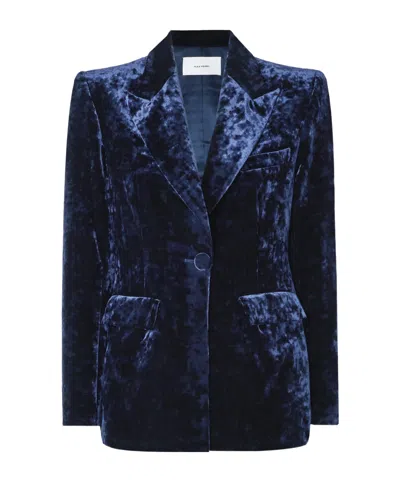 Alex Perry Striped Velvet Blazer In Blue
