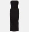 Alex Perry Strapless Suede Midi Dress In Black