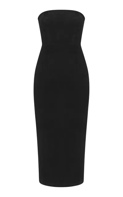 Alex Perry Suede Midi Dress In Black