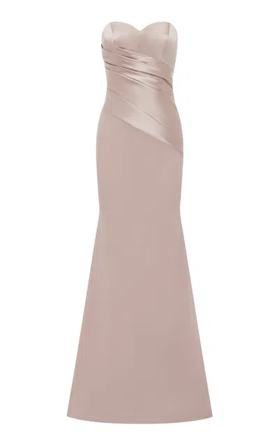 Alex Perry Sweetheart Draped Duchess Satin Georgette Gown In Pink