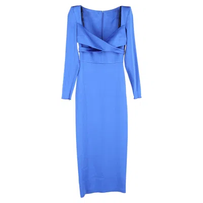 Alex Perry Sweetheart Midi Fitted Dress In Blue Polyester
