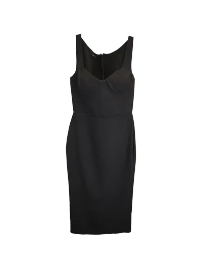 Pre-owned Alex Perry Sweetheart-neck Midi Dress In Black
