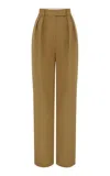 Alex Perry Tailored Cotton Straight-leg Pants In Khaki