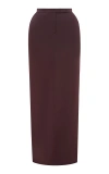 Alex Perry Tailored Satin Crepe Maxi Skirt In Brown