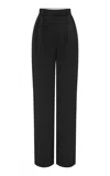 Alex Perry Tailored Wool-blend Straight-leg Pants In Black