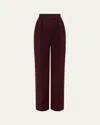 Alex Perry Tailored Wool Suiting Pleated Trousers In Wine