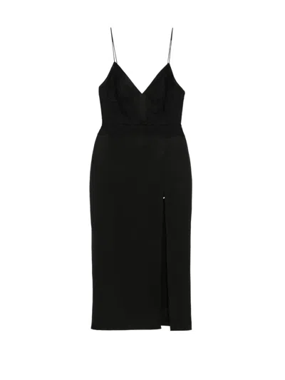 Alex Perry Thin Straps V Neck Pencil Dress In Black