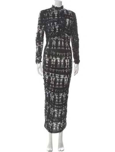 Pre-owned Alex Perry Tie-dye Print Long Dress In Black