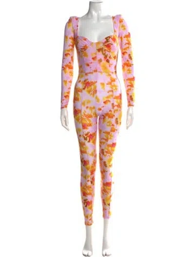 Pre-owned Alex Perry Tie-dye Print Square Neckline Jumpsuit W/ Tags In Pink
