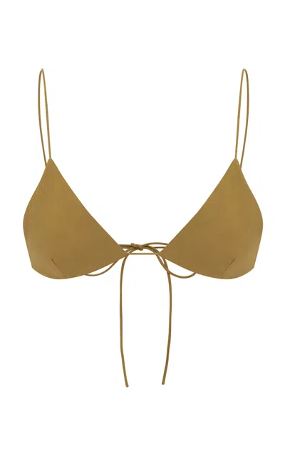 Alex Perry Triangle Cotton Bikini Top In Khaki