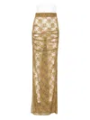 Alex Perry Tucked Column Lace Midi Skirt