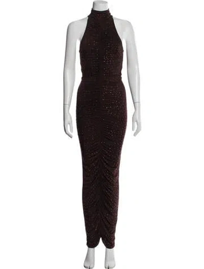 Pre-owned Alex Perry Turtleneck Long Dress In Brown