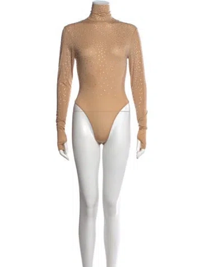 Pre-owned Alex Perry Turtleneck Long Sleeve Bodysuit In Neutral