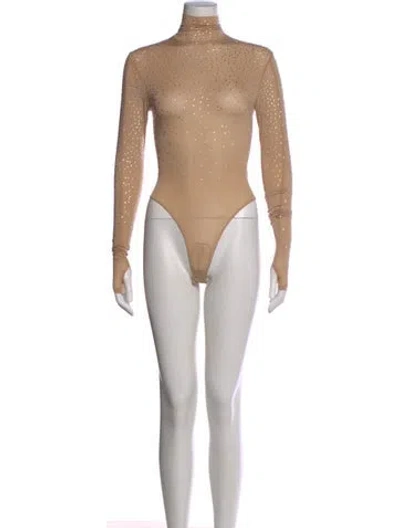 Pre-owned Alex Perry Turtleneck Long Sleeve Bodysuit W/ Tags In Neutral