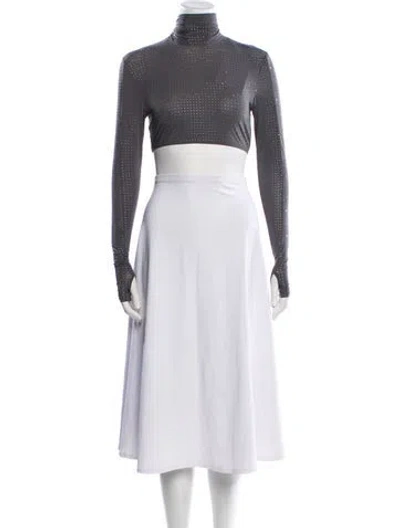 Pre-owned Alex Perry Turtleneck Long Sleeve Crop Top W/ Tags In White