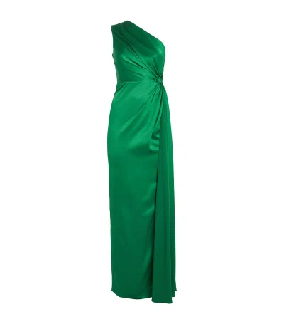 Alex Perry Twist-detail One-shoulder Gown In Green