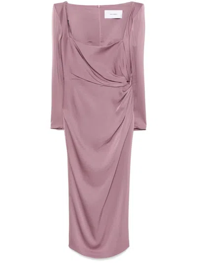 Alex Perry Twist-detail Satin Midi Dress In Purple