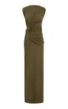 Alex Perry Twist-detailed Crepe Jersey Gown In Olive