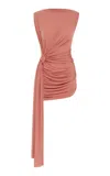 Alex Perry Twist-detailed Crepe Jersey Mini Dress In Pink