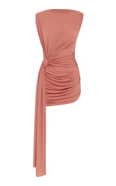 Alex Perry Twist-detailed Crepe Jersey Mini Dress In Pink