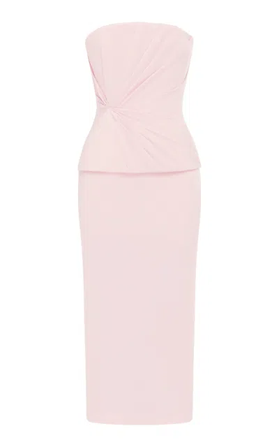 Alex Perry Twist Satin Crepe Midi Dress In Pink