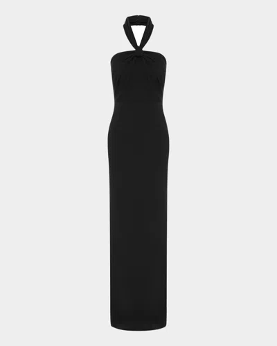 Alex Perry Twisted Halter Crepe Column Gown