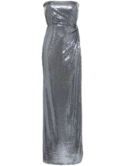 Alex Perry Twisted Sequinned Gown In Metallic