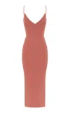 Alex Perry V-neck Stretch Crepe Midi Dress In Pink