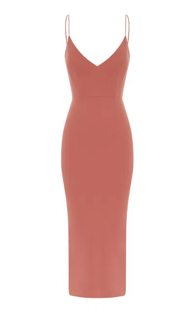 Alex Perry V-neck Stretch Crepe Midi Dress In Pink