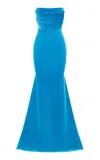 Alex Perry Velvet Gown In Blue