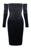 Alex Perry Velvet Midi Dress In Black