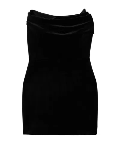 Alex Perry Velvet Strapless Dress In Black