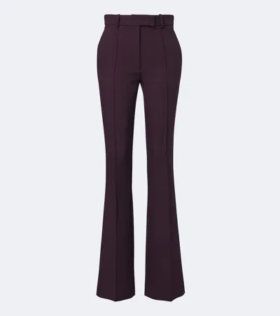 Alex Perry Virgin Wool Flared Pants In Burgundy