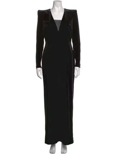Pre-owned Alex Perry V-neck Long Dress In Black