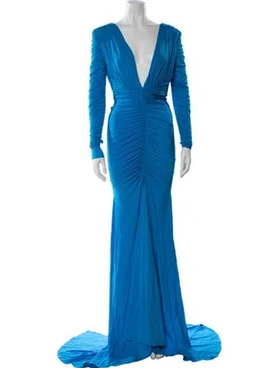 Pre-owned Alex Perry V-neck Long Dress In Blue