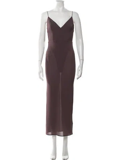 Pre-owned Alex Perry V-neck Long Dress In Brown
