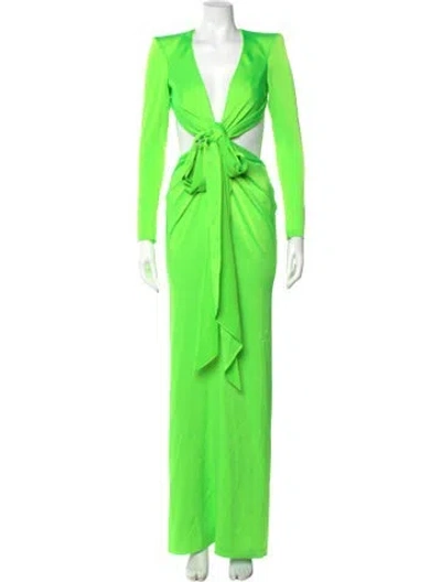 Pre-owned Alex Perry V-neck Long Dress W/ Tags In Green