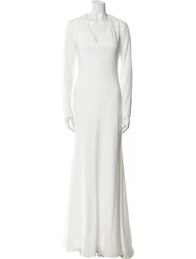 Pre-owned Alex Perry V-neck Long Dress In White