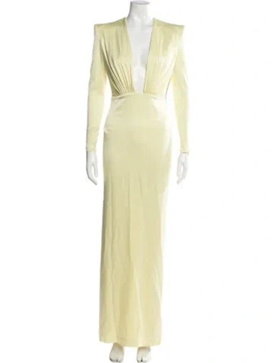 Pre-owned Alex Perry V-neck Long Dress In Yellow