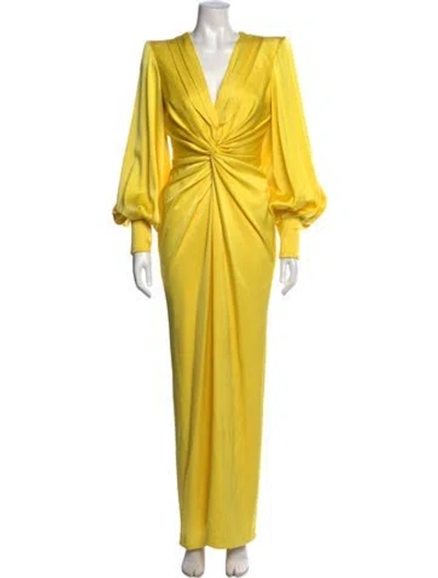 Pre-owned Alex Perry V-neck Long Dress In Yellow