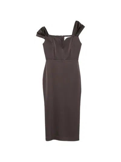 Alex Perry V-neck Midi Dress In Gray