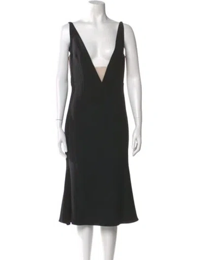 Pre-owned Alex Perry V-neck Midi Length Dress In Black