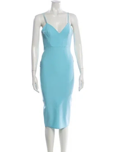 Pre-owned Alex Perry V-neck Midi Length Dress In Blue