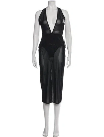 Pre-owned Alex Perry V-neck Midi Length Dress In Gray
