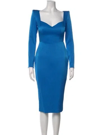 Pre-owned Alex Perry V-neck Midi Length Dress W/ Tags In Blue