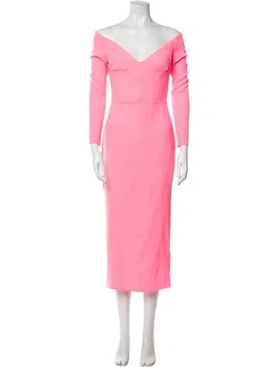Pre-owned Alex Perry V-neck Midi Length Dress W/ Tags In Pink