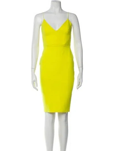 Pre-owned Alex Perry V-neck Mini Dress In Yellow