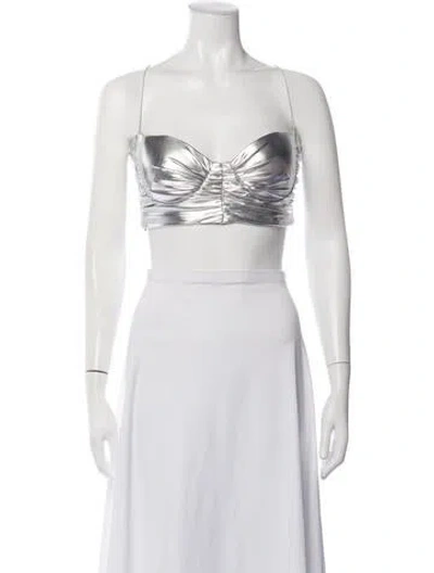 Pre-owned Alex Perry V-neck Sleeveless Crop Top W/ Tags In Metallic