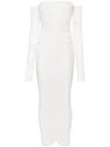 Alex Perry White Crystal-embellished Ruched Maxi Dress In White