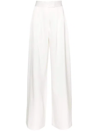 Alex Perry Wide-leg Satin Trousers In White